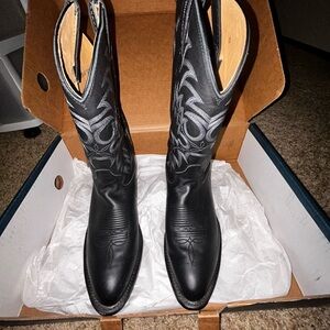 Tony Lama Black Leather Cowboy Boots